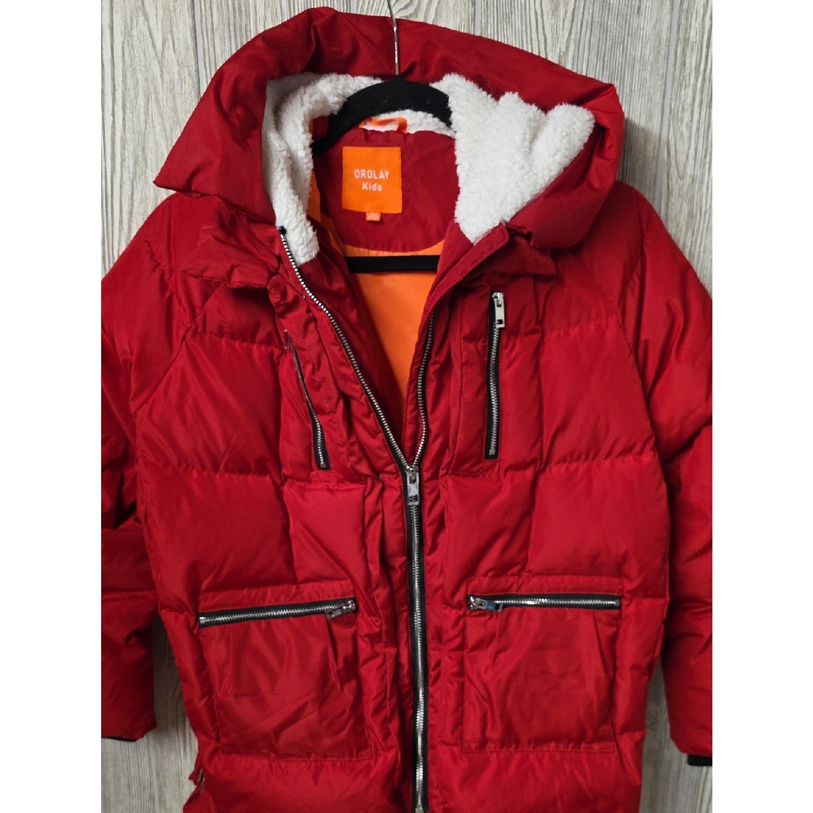 Orolay Thickened Down Red Puffer Jacket With Hood Kids Size Small — image 2 of 8